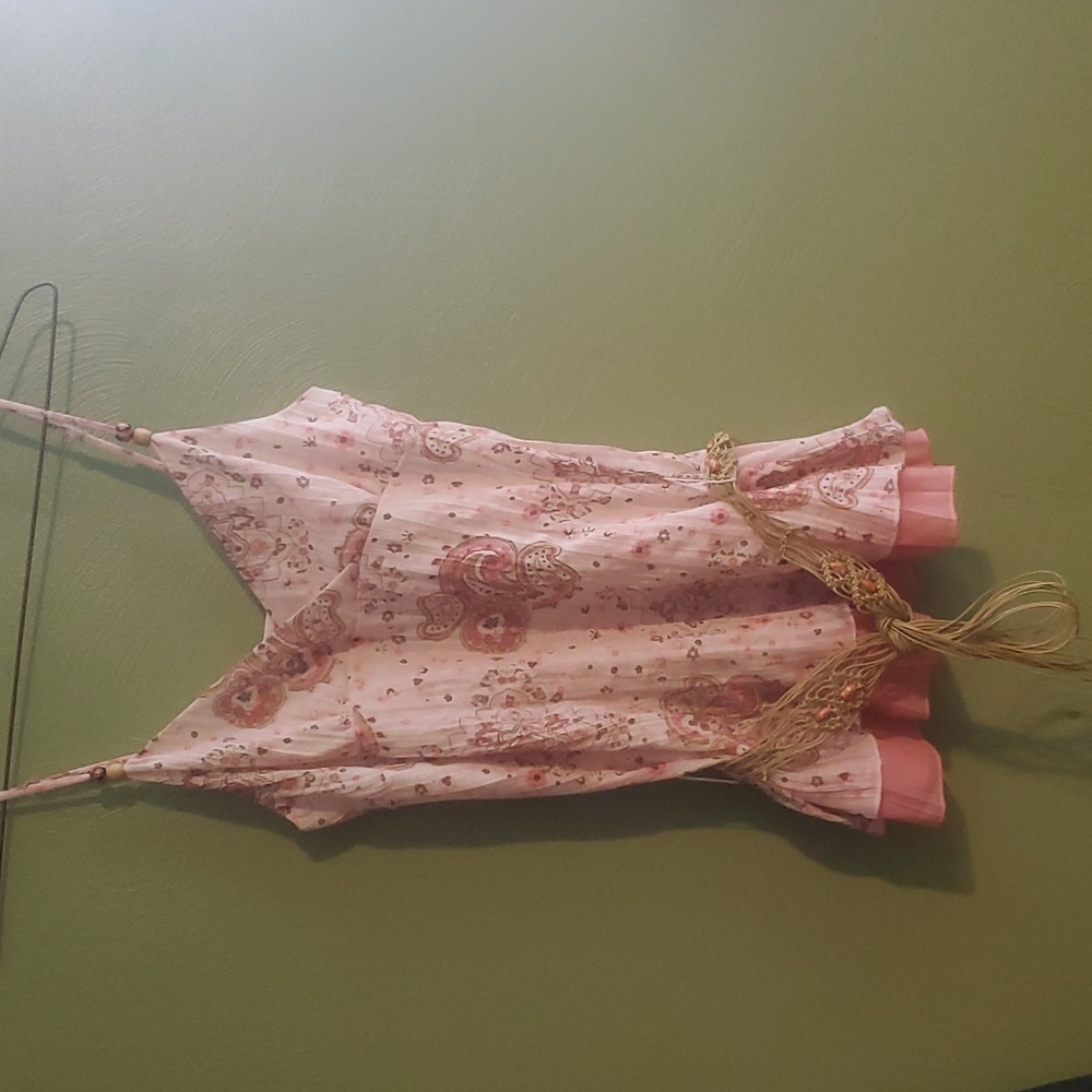 Jordache tank top with hemp belt beaded strap accents